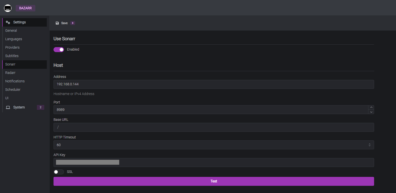 Bazarr Sonarr Configuration