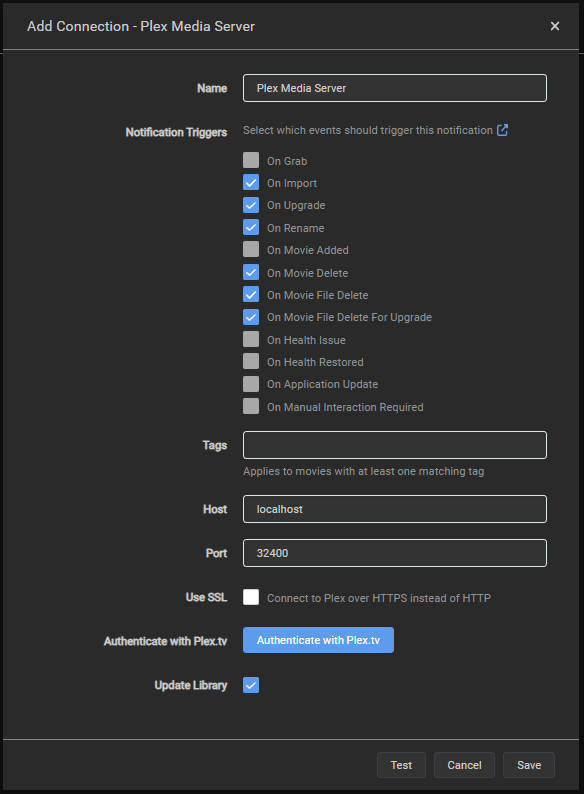 Sonarr Plex configuration